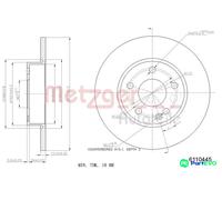 METZGER AUTOTEILE FRONT LEFT RIGHT 2 X BRAKE DISC 6110445 FOR MERCEDES-BENZ