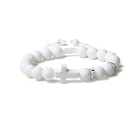 Metzm Adjustable Silicone Beaded Cross Bracelet for Men Women, Waterproof Rubber Surfer Cross Couples Bracelet Set, Faith Religious Christian Catholic Jewelry Gifts, Adult, Silicone, created zircon