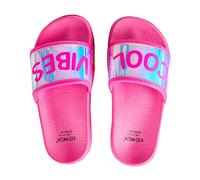 Metzuayn Kids Girls Holographic Sliders Lightweight Sliders Flip Flops Pink Size 10-11 UK