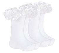 Metzuyan 2 Pack Baby Girls Newborn Tutu Satin Frill Socks Cotton Rich White 0-0