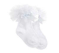 Metzuyan 2 Pack Baby Girls Tutu Frill Socks Cotton Rich White 0-0