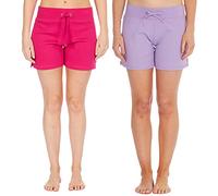 Metzuyan 2 Pack Ladies Womens Summer Shorts Hot Pants Plain Bundle Multibuy Hot Pink Lilac Size XL