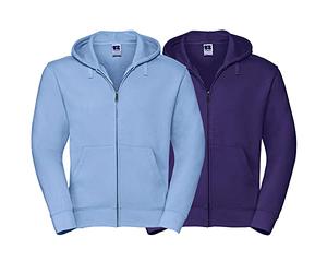 Metzuyan 2 Pack Mens Adult Authentic Russel Hooded Full Zipped Sweatshirt Cotton Rich Long Sleeve Purple Blue XS