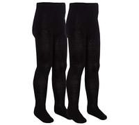 Metzuyan 2 Pairs Kids Girls Bamboo Super Gentle Soft Tights Back To School Black Size 7-8 Years