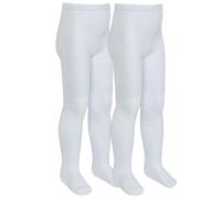 Metzuyan 2 Pairs Kids Girls Bamboo Super Gentle Soft Tights Back To School White Size 3-4 Years