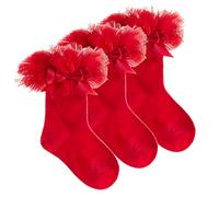 Metzuyan 3 Pack Baby Girls Tutu Frill Socks Cotton Rich Red 0-2.5