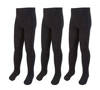 Metzuyan 3 Pairs Cottton Rich Back To School Plain Tights Black 13 Years