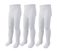 Metzuyan 3 Pairs Cottton Rich Back To School Plain Tights White 13 Years