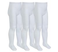 Metzuyan 3 Pairs Kids Girls Bamboo Super Gentle Soft Tights Back To School White Size 5-6 Years