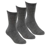 Metzuyan 3 Pairs Kids Girls Boys Unisex Natural Bamboo Crew Everyday Back To School Socks Grey Size 12.5-3.5