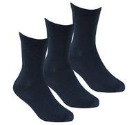 Metzuyan 3 Pairs Kids Girls Boys Unisex Natural Bamboo Crew Everyday Back To School Socks Navy Size 4-6