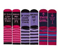 Metzuyan 3 Pairs Ladies Socks If You Can Read This Bring Me Gin Wine Prosecco Novelty Funny 4-8