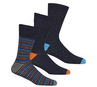 Metzuyan 3 Pairs Mens Bamboo Striped Plain Non Elastic Diabetic Socks Gentle Soft 6-11 UK