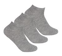 Metzuyan 3 Pairs Womens Ladies Bamboo Viscose Socks Low Cut Ankle Breathable Trainer Liner Grey 4-8