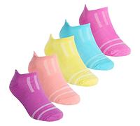 Metzuyan 5 Pairs Girls Childrens Kids Socks Trainer Liner Low Cut Ankle Arch Support Size Purple 4-5.5