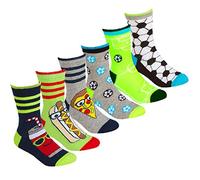 Metzuyan 6 Pairs Boys Cotton Rich Design Socks Novelty Cartoon Print Mid Calf Sock Set B UK 9-12 (EU 27-30)