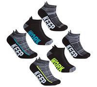 Metzuyan 6 Pairs Boys Kids Childrens Trainer Liner Walk Run Jog Low Cut Ankle Socks Yellow Blue Size 12.5-3.5