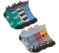 Metzuyan 6 Pairs Kids Boys Cotton Socks Trainer Liner Low Cut Socks Alien Gaming Themed Sizes 6-8.5 up to 12.5-3.5