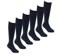 Metzuyan 6 Pairs Kids Girls Bamboo Super Gentle Soft Back to School Knee High Socks Navy Size 4-6