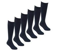 Metzuyan 6 Pairs Kids Girls Bamboo Super Gentle Soft Back to School Knee High Socks Navy Size 9-12