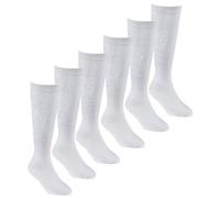 Metzuyan 6 Pairs Kids Girls Bamboo Super Gentle Soft Back to School Knee High Socks White Size 9-12