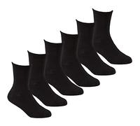 Metzuyan 6 Pairs Kids Girls Boys Unisex Natural Bamboo Crew Everyday Back To School Socks Black Size 4-6