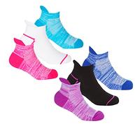 Metzuyan 6 Pairs Kids Girls Sport Trainer Liner With Mesh Arch Support Cushioned Heel Grip Toes Pink Purple 4-5.5