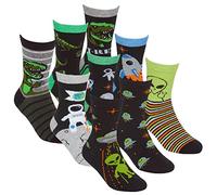 Metzuyan 9 Pairs Boys Novelty Cotton Rich Socks Dinosaurs Space Stars Monster Skulls New