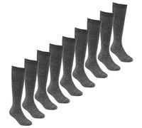 Metzuyan 9 Pairs Childrens Girls Bamboo Super Gentle Soft Back to School Knee High Socks Grey Size 4-6