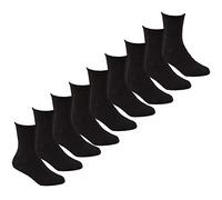 Metzuyan 9 Pairs Kids Girls Boys Unisex Natural Bamboo Crew Everyday Back To School Socks Black Size 4-6