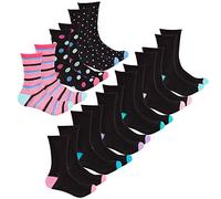 Metzuyan 9 Pairs Ladies Womens Bamboo Crew Mid Calf Everyday Socks Gentle Soft Black UK 4 5 6 7 8 / EU 37-42