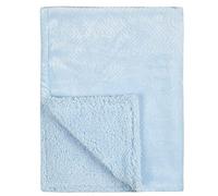 Metzuyan Baby Boy Girl Plain Blanket Soft Plain Sherpa Flannel Fleece Embossed Blue 75x100 cm