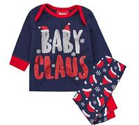 Metzuyan Baby Boy Girls Unisex Pyjama Set Top Bottoms Christmas Xmas Family Navy Slogan Printed Glitter 9-12 Months