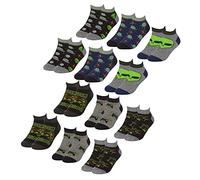 Metzuyan Boys 6 or 12 Pairs Trainer Liner Socks Cotton Rich Multipack Colourful 2 Pack Alien Game 12.5-3.5