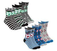 Metzuyan Boys Bamboo Socks Trainer Liners Crew Socks Novelty Cartoon Football Blue Grey 6-8.5