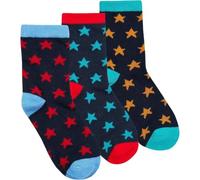 Metzuyan Boys Cotton Rich Novelty Colourful Crew Socks Soft Comfortable Everyday Kids Socks (3 Pairs, Navy Star, 6-8.5)