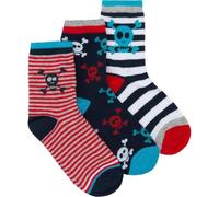 Metzuyan Boys Cotton Rich Novelty Colourful Crew Socks Soft Comfortable Everyday Kids Socks (3 Pairs, Strip Skull, 6-8.5)