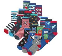 Metzuyan Boys Novelty Cotton Rich Socks (9 & 18 Pairs Multipack) Dinosaurs Space Monster Skulls Football