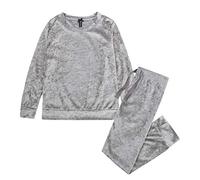 Metzuyan Child Girls Silver Crushed Velvet Set Silver 9-10