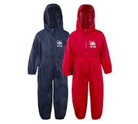 Metzuyan Children Boys Waterproof Hooded Puddlesuit All-in-One Snowsuit Skisuit Outfit for Outdoor Play 2 Pack Navy & red Size 12-18 Months
