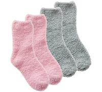 Metzuyan Girls Childrens Cosy Fluffy Chunky Winter Bed Crew Socks With Glitter Multipack