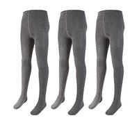 Metzuyan Girls Cotton 3 Pairs School Tights 2-3 up to 11-12 Years Grey 9-10