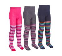 Metzuyan Girls Cotton Rich Patterned Tights (3 Pairs, Colourful Stripes, 2-3)