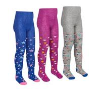 Metzuyan Girls Cotton Rich Patterned Tights (3 Pairs, Rainbow Stars and Spots, 2-3)