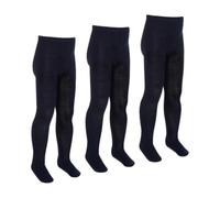 Metzuyan Girls Cotton Rich Plain School Uniform Tights (3 Pairs, Navy, 9-10)
