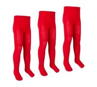 Metzuyan Girls Cotton Rich Plain School Uniform Tights (3 Pairs, Red, 9-10)