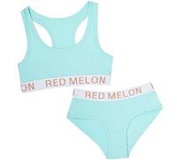Metzuyan Girls Crop Top Training Bra Knicker Brief Set Glitter Non-Padded Bralette Cotton Blue 13