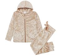 Metzuyan Girls Crushed Velvet Lounge Set with Hood Gold 11-12 Years