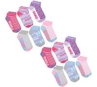Metzuyan Girls Novelty Cotton Rich Crew Socks (6 & 12 Pair Multipack) Ankle Trainer Liner 4 Pk 9-12