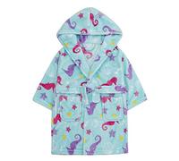 Metzuyan Girls Novelty Seahorse Hooded Dressing Gown Robes with Pockets Aqua 4-5